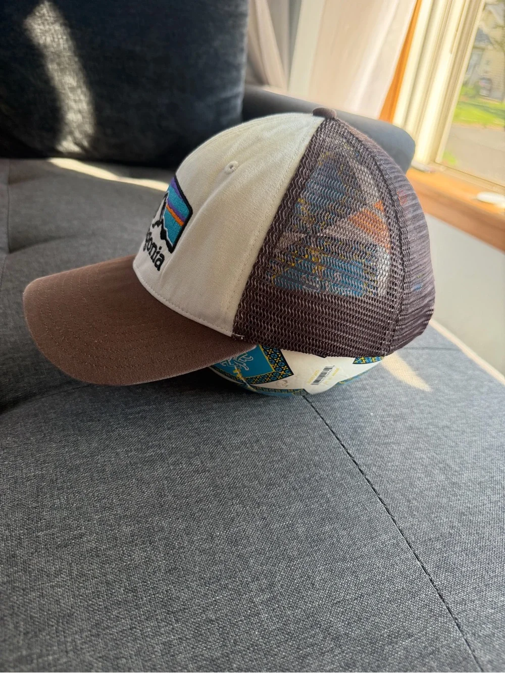 Patagonia Kids Trucker Hat - Brown & Cream with Multicolor Logo